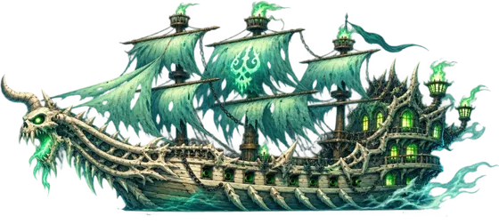 The Drowned Admiral's ghostly green ship