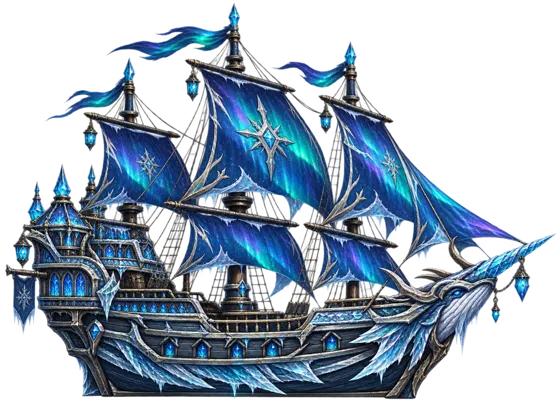 The Glacier King's ice-blue ship