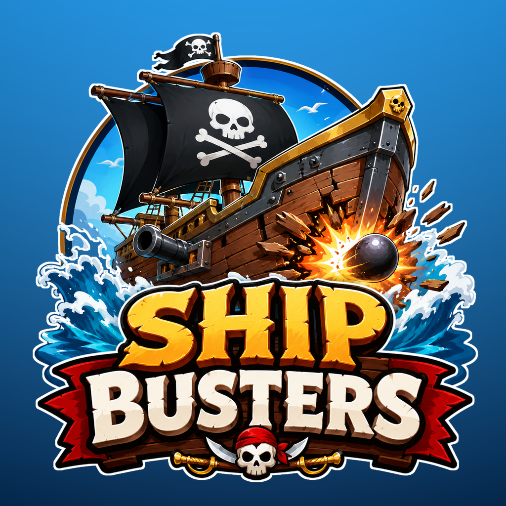 Ship Busters logo with wordmark, 1024 pixels