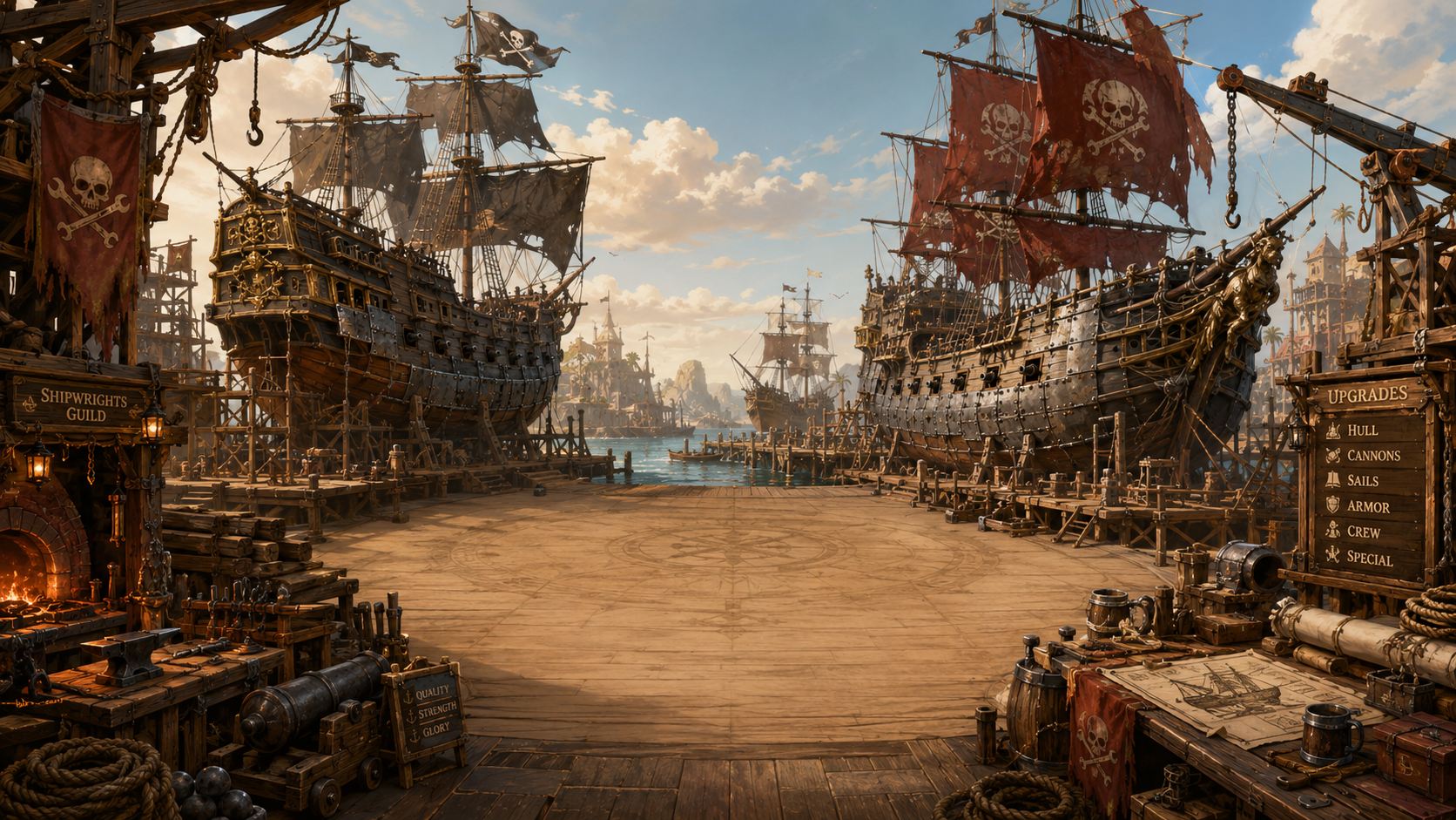 A ship in drydock at the shipyard